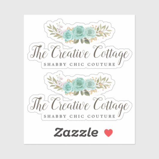 Sticker Chalet Chalet Turquoise Floral Rustic Bois Logo (Feuille)