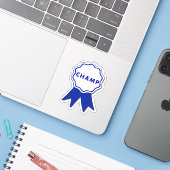 Sticker Champ Blue Ribbon (Ordinateur portable avec iPhone)
