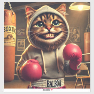 Sticker "Champ de boxe ? - Chat avec clous de boxe