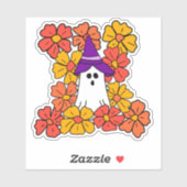 Sticker Champ fleur de fantôme d'Halloween mignon (Feuille)