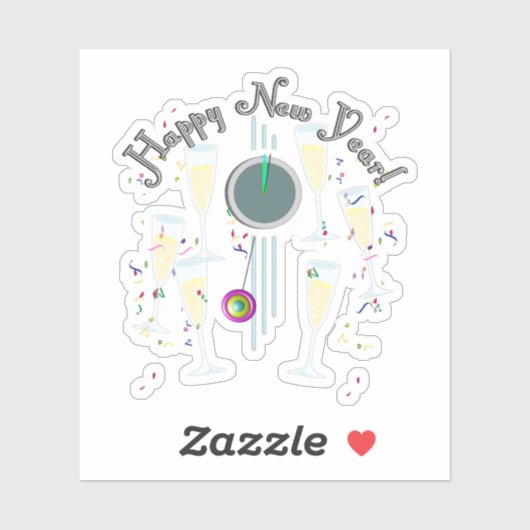 Sticker Champagne Toast New Years Eve (Feuille)