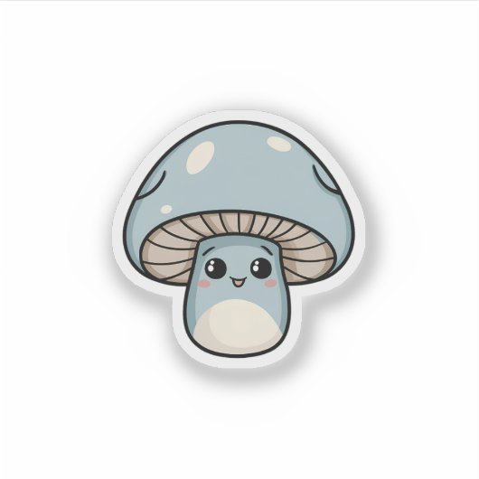 Sticker Champignon bleu Kawaii (Devant)