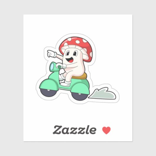 Sticker Champignon comme motard avec Scooter.PNG (Feuille)