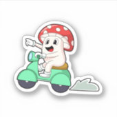 Sticker Champignon comme motard avec Scooter.PNG (Devant)