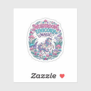Sticker Champignon Licorne Magie de Licorne Coloré POD Art