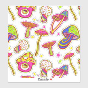 Sticker Champignons Colorés : Motif de plantes magiques in