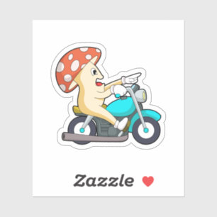 Sticker Champignons en moto avec moto