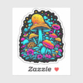 Sticker Champignons et fleurs rétro Neon (Feuille)
