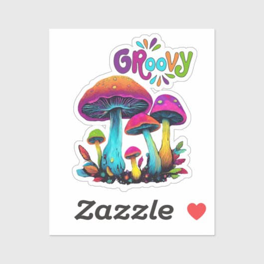 Sticker Champignons psychédéliques super colorés (Feuille)