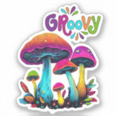 Sticker Champignons psychédéliques super colorés (Recto)