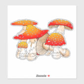 Sticker Champignons rouges et oranges (Feuille)