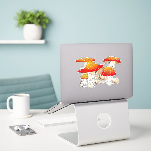 Sticker Champignons rouges et oranges (Ordinateur portable sur le bureau)