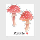 Sticker Champignons rouges poilus. Amanita / Amanita (Feuille)