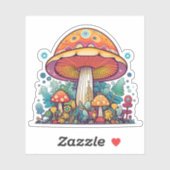 Sticker Champignons Super rétro Orange Turquoise (Feuille)