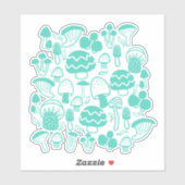 Sticker Champignons Turquoises (Feuille)