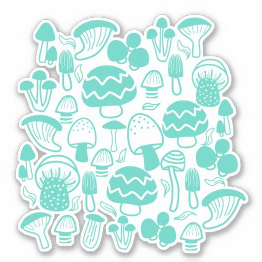 Sticker Champignons Turquoises (Devant)