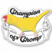 Sticker Champion indien Ringneck Funny Parrot Jaune Chomp (Devant)