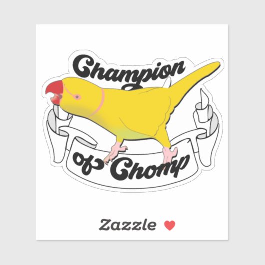 Sticker Champion indien Ringneck Funny Parrot Jaune Chomp (Feuille)