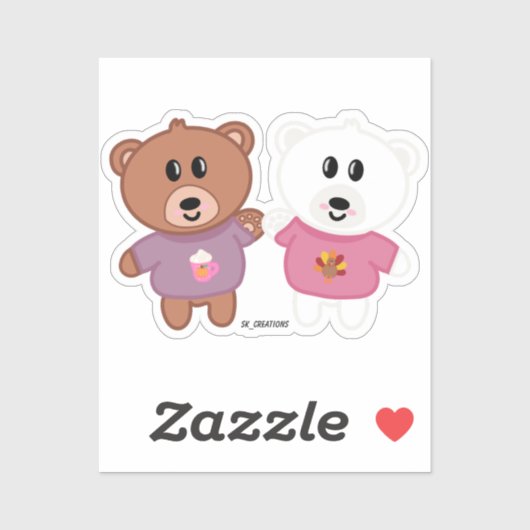 Sticker Chandail d'automne amis ours (Feuille)