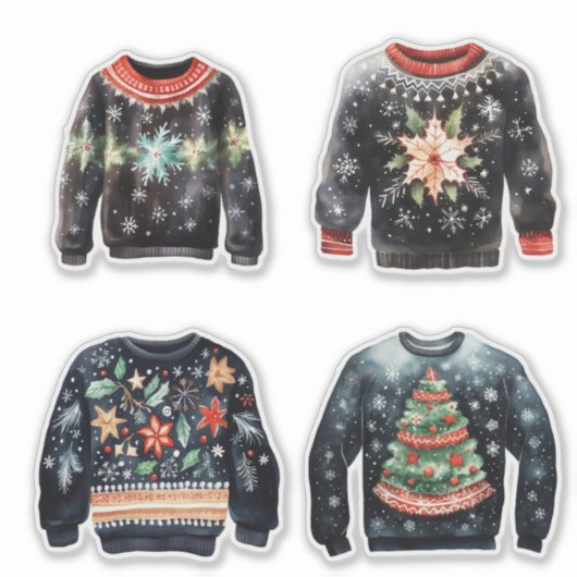 Sticker Chandails noirs moches de Noël (Devant)