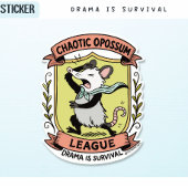 Sticker Chaotique Opossum League Crest avec drame amusant