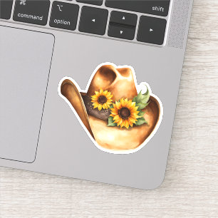 Sticker Chapeau de Cowboy avec Tournesols