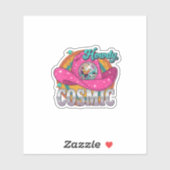 Sticker Chapeau de cowboy boule à facettes disco rose rétr (Feuille)