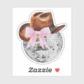 Sticker Chapeau de Cowboy Nœud Papillon Rose Boule Disco S (Feuille)