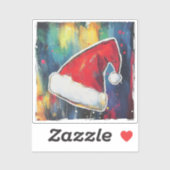 Sticker Chapeau de Père Noël peint sur l'Arrière - plan de (Feuille)