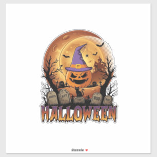 Sticker Chapeau de sorcière de citrouille d'Halloween Chat