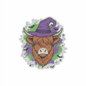 Sticker Chapeau de sorcière de vache des Highlands Hallowe (Devant)