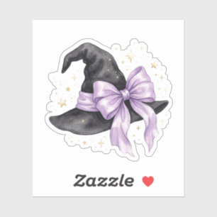 Sticker Chapeau de sorcière mignon avec grand nœud violet