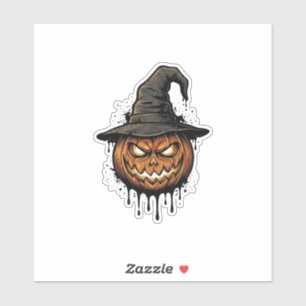 Sticker Chapeau De Sorcière Vintage Citrouille Graphique H