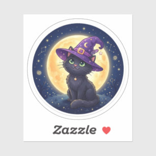 Sticker Chapeau géant de sorcière chat noir de minuit Hall