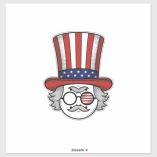 Sticker Chapeau haut de forme à l'envers patriotique dessi
