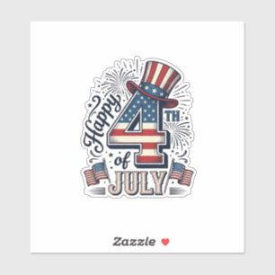 Sticker Chapeau patriotique vintage Happy 4 juillet vecteu