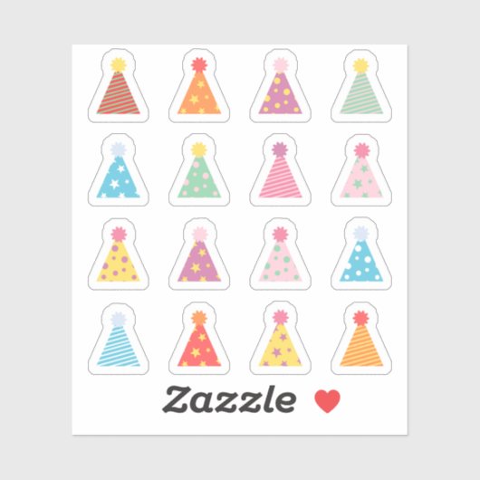 Sticker Chapeaux de fête d'anniversaire Rappel Bday Planif (Feuille)