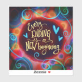 Sticker Chaque fin est un nouveau début Inspirivity tendan (Feuille)