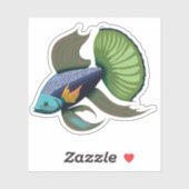 Sticker Characteur de caricature de poisson male Beta (Feuille)
