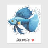 Sticker Characteur de caricature de poisson male Beta (Feuille)