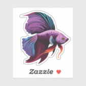 Sticker Characteur de caricature de poisson male Beta (Feuille)