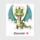 Sticker Characteur de dessin de dragon pour bébé mignon (Feuille)
