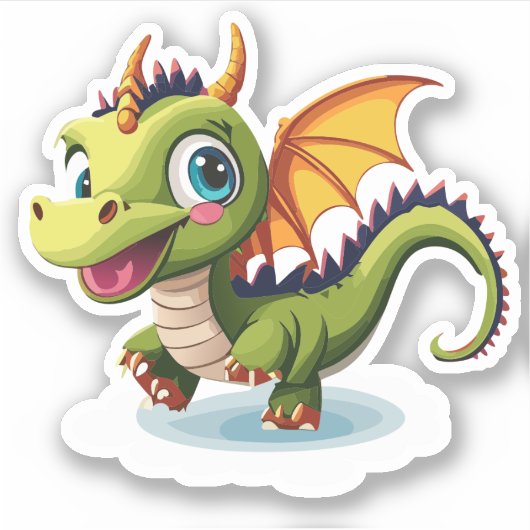 Sticker Characteur de dessin de dragon pour bébé mignon (Devant)