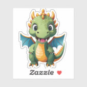 Sticker Characteur de dessin de dragon pour bébé mignon (Feuille)