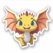 Sticker Characteur de dessin de dragon pour bébé mignon (Devant)