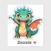Sticker Characteur de dessin de dragon pour bébé mignon (Feuille)