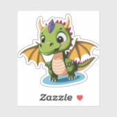 Sticker Characteur de dessin de dragon pour bébé mignon (Feuille)