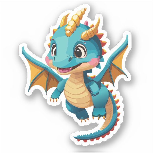 Sticker Characteur de dessin de dragon pour bébé mignon (Devant)