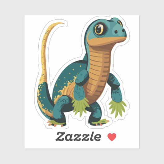 Sticker Characteur en caricature Lizard pour bébé mignon (Feuille)