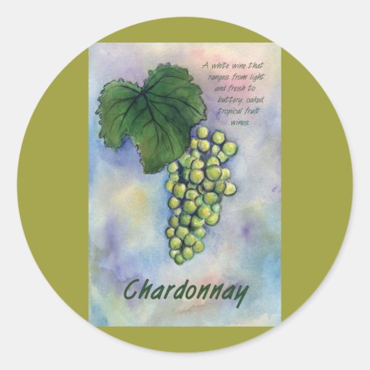 Sticker Chardonnay Wine Raisins & Description (Devant)